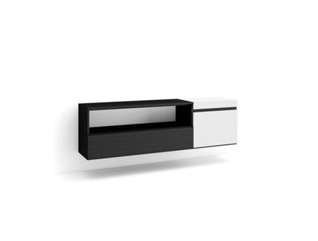 Mueble TV Televisión 150x45x35cm Para TV hasta 65 Colgado Suspendido Blanco y negro