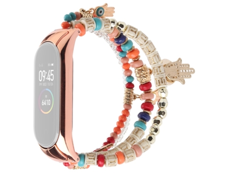 Correa de aleación de aluminio bohemio con cuentas para Women For Xiaomi Mi Band 3/4 - multicolor