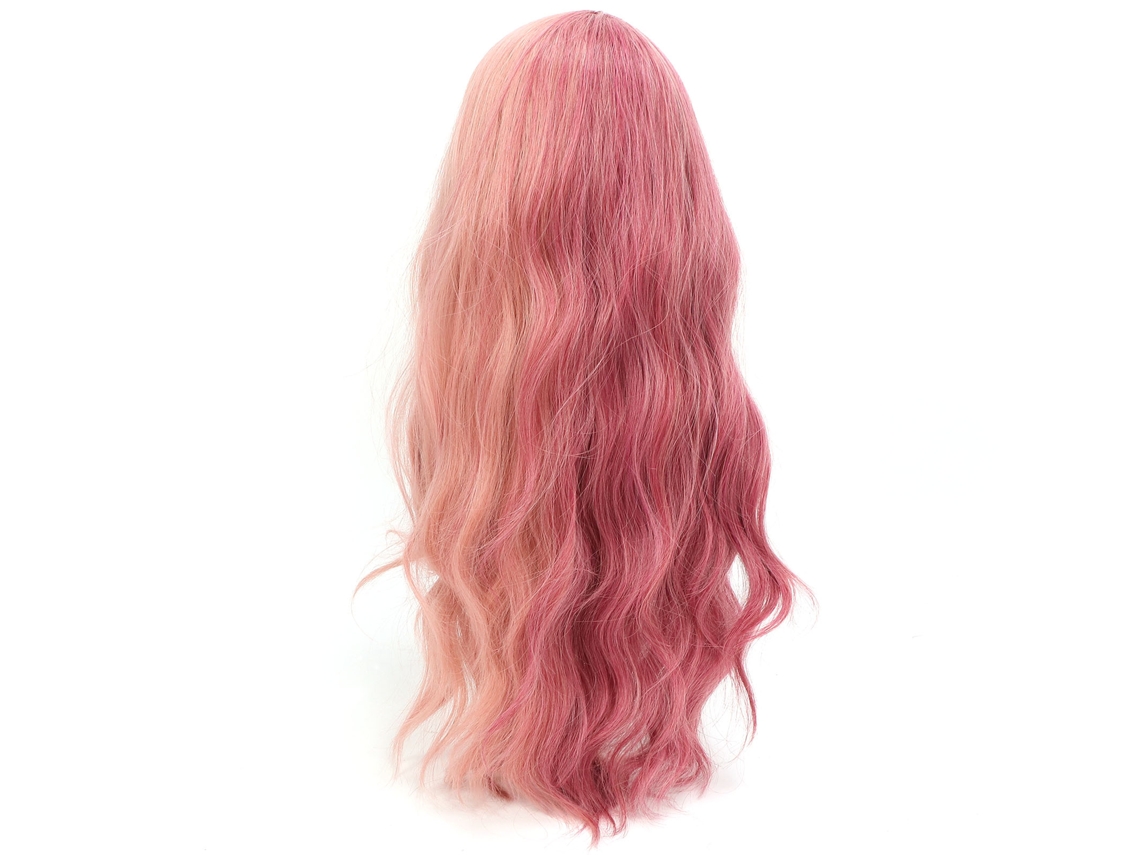 Peluca Larga Rizada De Color Rosa Púrpura Con Flequillo, Resistente Al Calor Para Mujer.