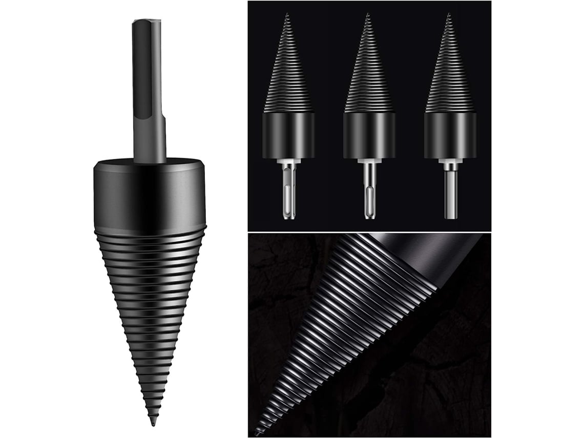 Cortador De Madera Tipo Tornillo Cónico - 32 Mm + 42 Mm, Con 6 Asas, Ideal Para Dividir Troncos En Casa