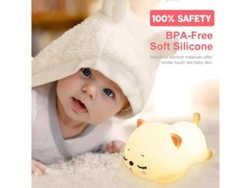 Lámpara De Gato Luz Nocturna De Silicona En Forma De Gato Con Control Remoto, Ideal Para Niños. Recargable Y Kawaii. Yizhood
