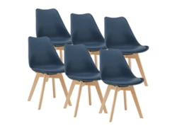 Juego de 6 sillas de comedor Fläten [EN.CASA] estilo escandinavo 82x49x54cm cuero sintético - Azul