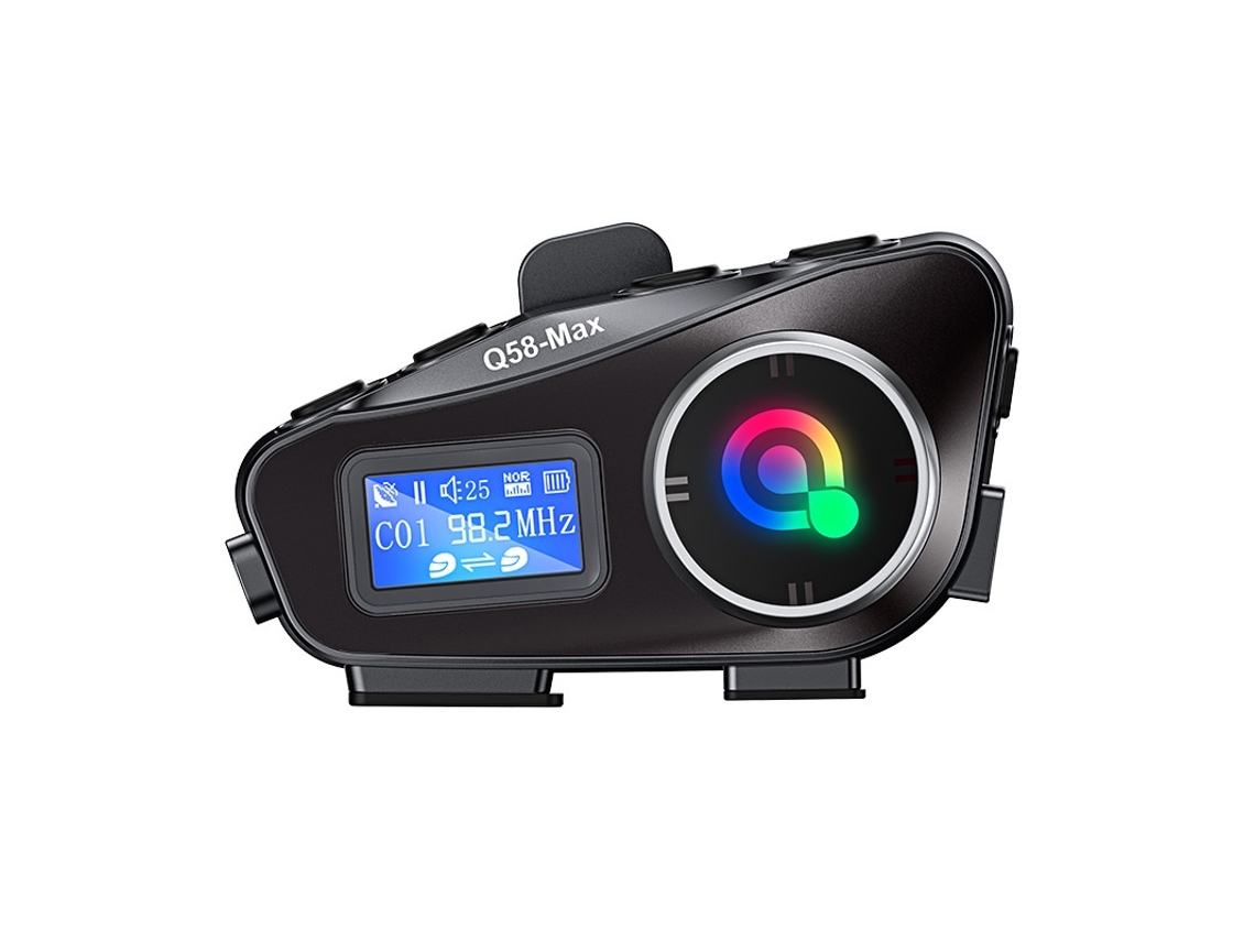 Intercomunicador Bluetooth Para Casco De Motocicleta Con Micrófono, Ip65, Resistente Al Agua Y Con Cancelación De Ruido (negro)