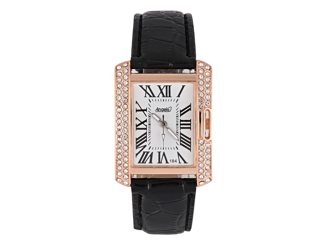 Reloj De Pulsera Para Mujer Con Cristales De Imitación De Diamantes, Correa De Poliuretano Y Movimiento De Cuarzo Analógico.