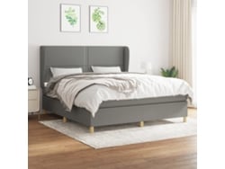 Cama Box Spring Con Colchón Tela Gris Oscuro 180x200 Cm