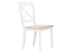 4 sillas de comedor | Silla de comedor | Silla de cocina de madera maciza de caucho blanca/madera clara