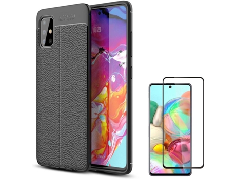 Carcasa y Protector Samsung A51 Rugged Leather Negro