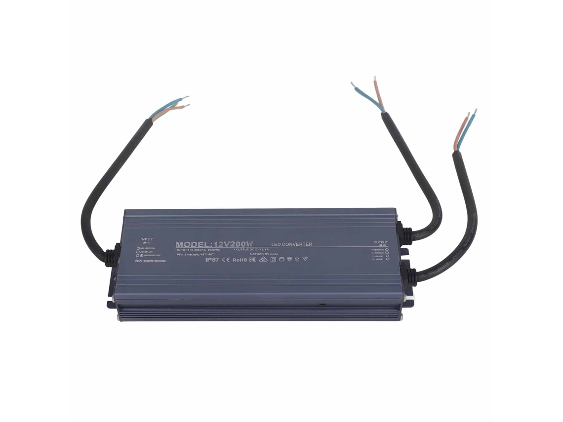 Fuente de alimentación LED impermeable IP67 de 200 W, 12 V, 16,6 A, transformador de luz