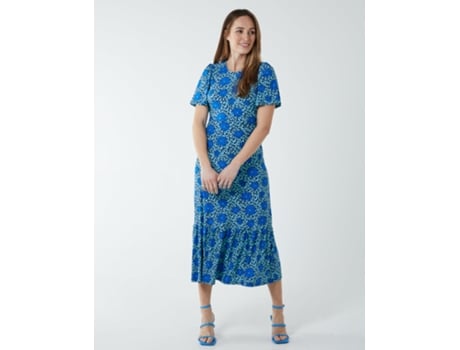 Vestido de Mujer BLUE VANILLA Crew Neck Midi Angel Sleeve Tie Azul (16)
