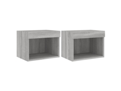 Juego de mesitas de noche de pared con luces LED grises Sonoma MAISON EXCLUSIVE