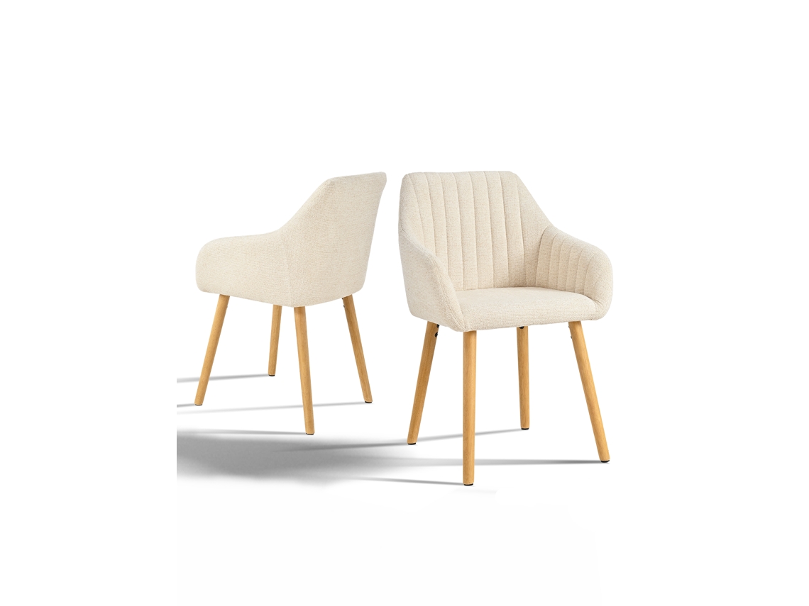 Sillas De Comedor Goeurvant 1381(pack De 2, Crema, Chenilla)