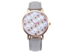 Reloj De Pulsera De Cuarzo Para Mujer, Esfera Redonda, Piel Sintética, Gris Informal.