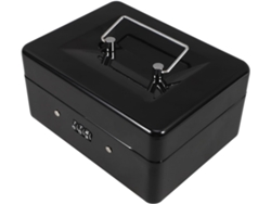 Caja fuerte pequeña y portátil de hierro negro con cerradura de combinación segura. SFUSHOS