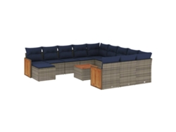 Maison Exclusive - Conjunto De Sofá De Jardín De 13 Piezas Con Cojines, Poliratán Gris