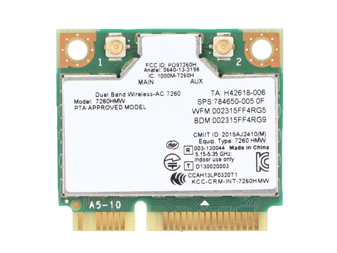 Tarjeta De Red 867mbps Banda Dual 2.4g/5g Mini Pcie 802.11a/b/g/n/ac Adaptador Inalámbrico
