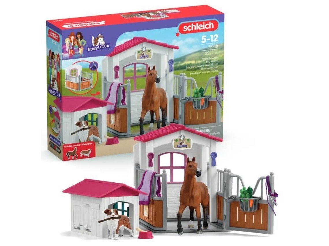 Caja con yegua Hannoveriana y pastor australiano, figura de caballo y accesorios, SCHLEICH 72218 Horse Club, 5 años
