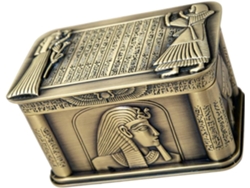 Caja De Joyería Vintage De Metal Bronce Verdoso, Caja De Almacenamiento Decorativa De Faraón Egipcio