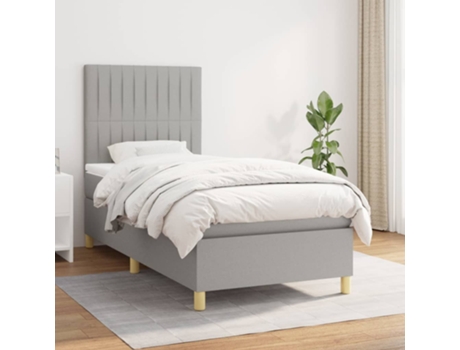 Cama con somier VIDAXL (Gris - Tela - 193 x 90 x 128 cm)