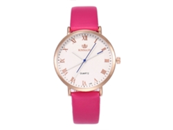 Reloj De Cuarzo Unisex Con Correa De Cuero Pu Zhoulianfa (rojo Rosa)