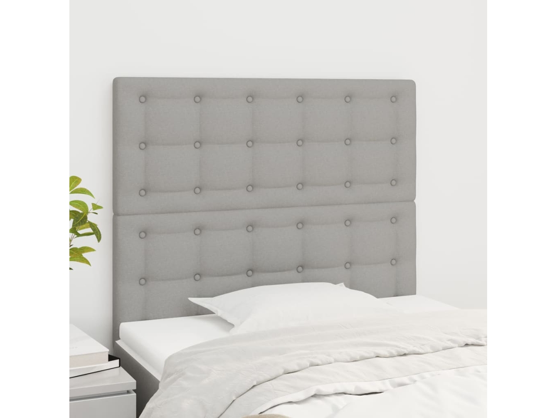 Cabeceros 2 Unidades De Tela Gris Claro 80x5x78/88 Cm