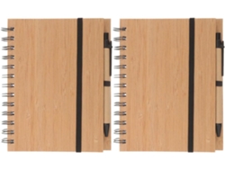Juego De 2 Cuadernos Espirales Portátiles Con Tapas De Cuero De Bambú