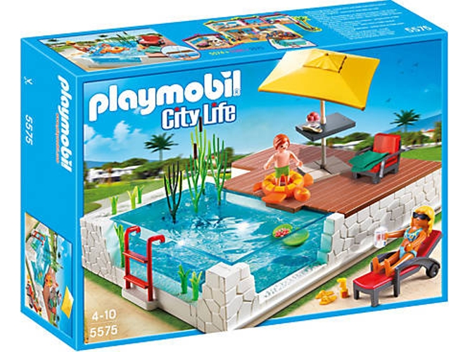 PLAYMOBIL City Life: Piscina con terraza (Edad Mínima: 4)