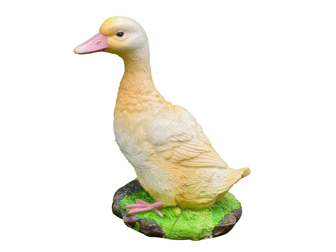 Adorno de pato de resina de simulación, estatua de pato, resistente a la intemperie, modelo de escultura de animal vívido y lindo para jardín, césped, amarillo S