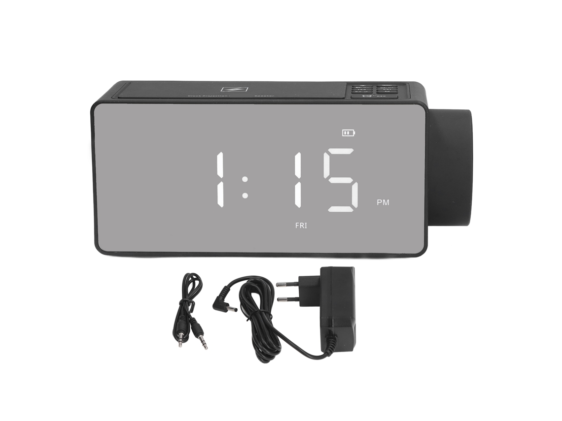 HYMNORA Reloj Despertador Digital LED con Carga Inalámbrica y Radio con Altavoz Bluetooth para Dormitorio Oficina Sala de Estar 100-240V