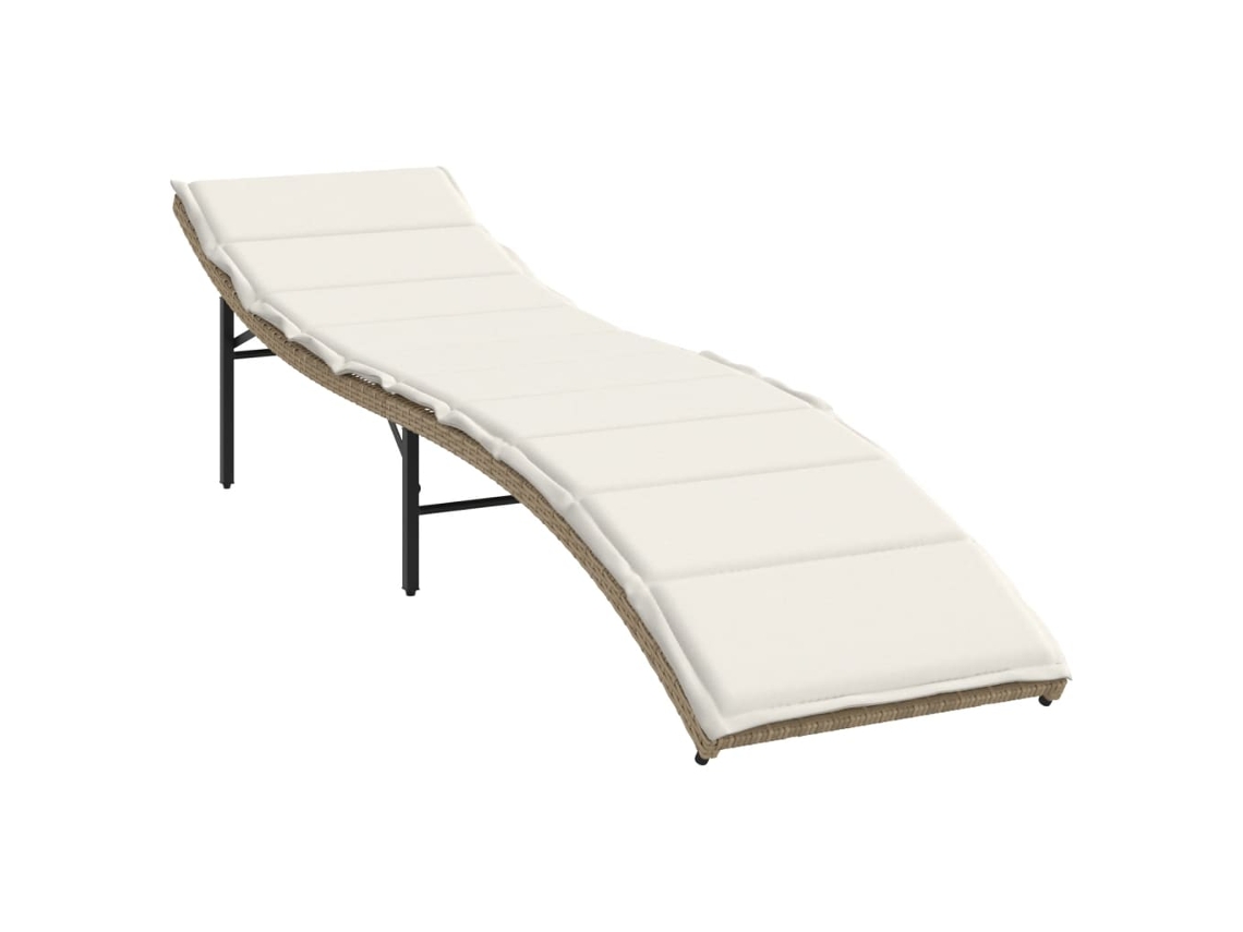 Chaise longue de mimbre beige con cojín MAISON EXCLUSIVE (55x199x50 cm)