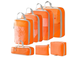 Conjunto De Bolsas Organizadoras Para Malas, Com Bolsa Digital E Nécessaire, Pacote Com 7 Chrui (laranja)