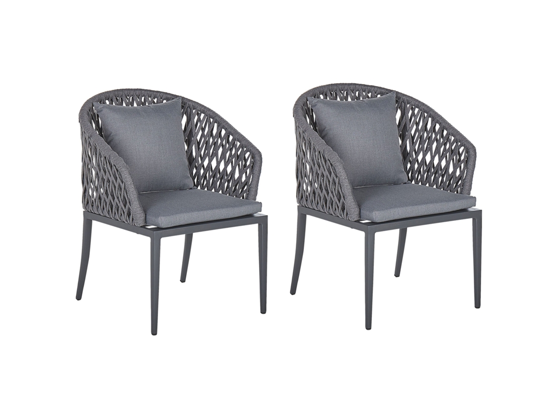 Conjunto de 2 sillas BELIANI Lipari de Aluminio Gris 56x62x89