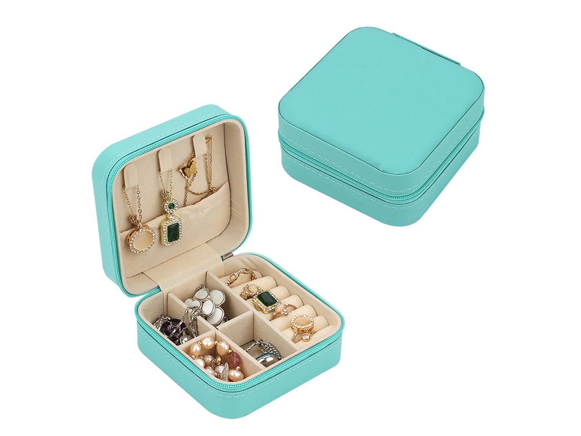Joyero Portátil Para Anillos, Pendientes, Collares Y Pulseras (Verde Menta) GERTIZ