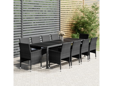 Conjunto 11 de comedor de jardín VIDAXL ratán sintético gris