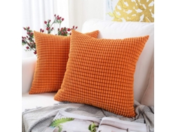 Rebe-funda De Cojín De Pana Suave Linjou Pack 2, 45x45 Cm, Diseño Invisible, Color Naranja Granitos