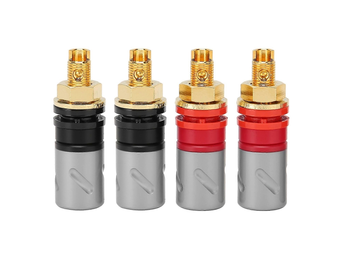 Conector banana de 4 mm, profesional, negro, rojo, dorado, para soldar, para altavoz y amplificador, Chennnls