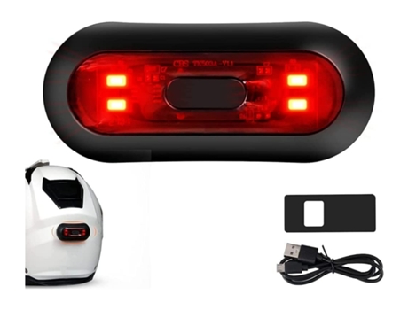 Luz LED para casco, luz de freno para casco de motocicleta, recargable (negro) CHRONUS