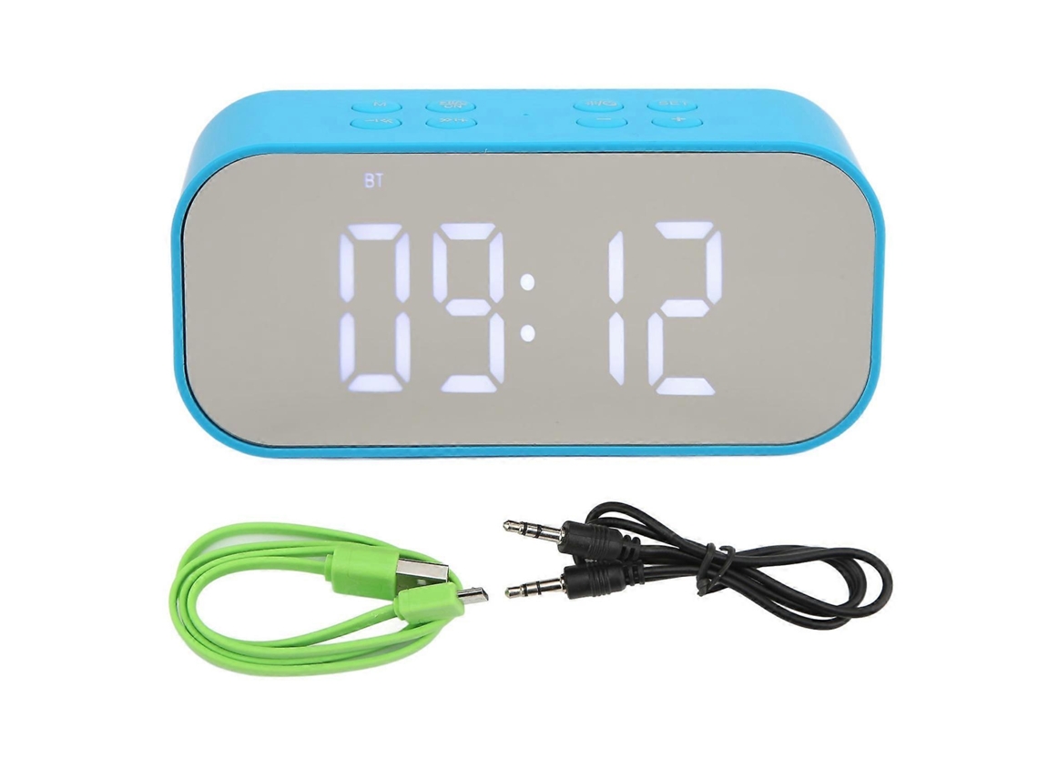 Reloj despertador electrónico con espejo y reducción de ruido inteligente, altavoz digital doble de 45 mm, Du Chennnls
