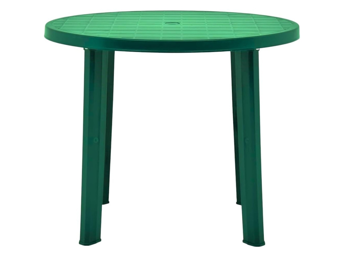 Mesa de jardín redonda de resina de 90 cm, portátil y plegable, ideal para exteriores, camping, terraza, playa. Coshano (verde)