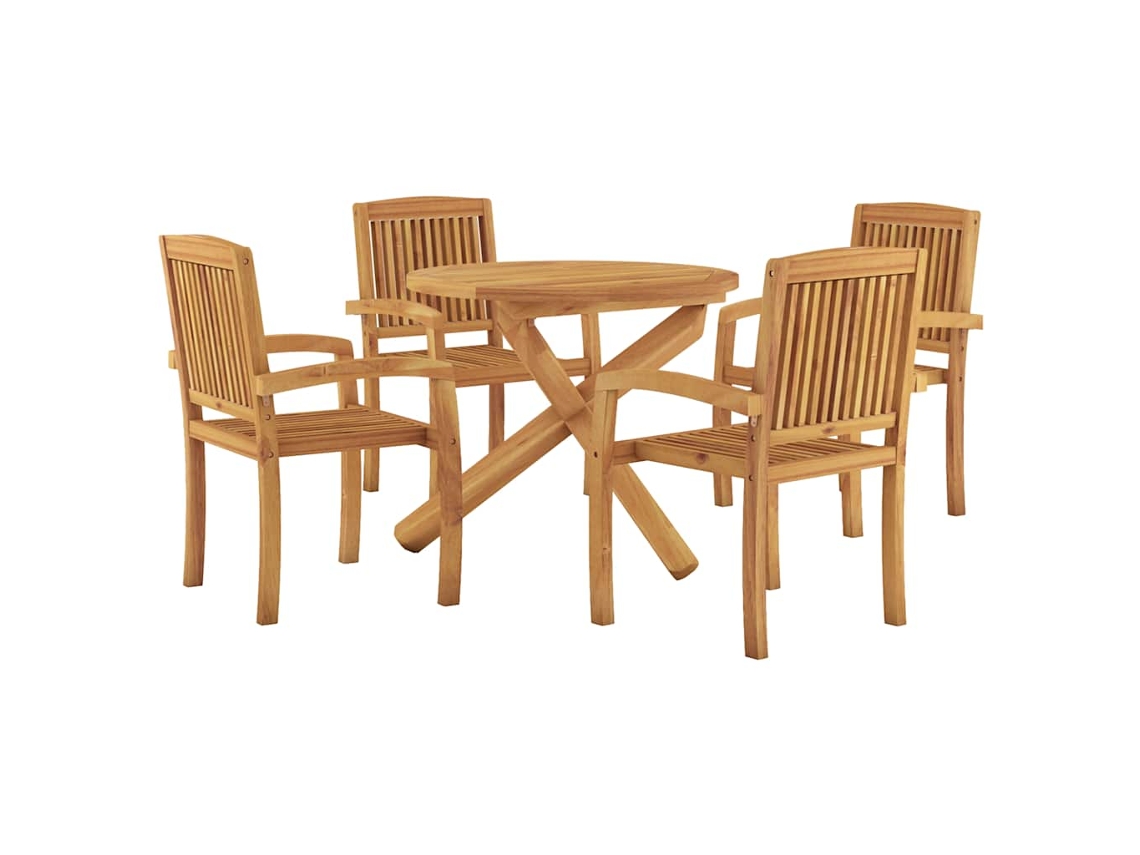 Maison Exclusive - Juego De Comedor Para Jardín 5 Piezas Madera Maciza De Teca