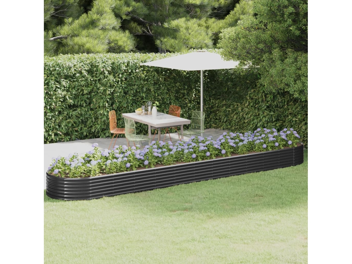 Jardín Elevado/Plantador de Acero con Revestimiento en Polvo Antracita 507X100X36 cm