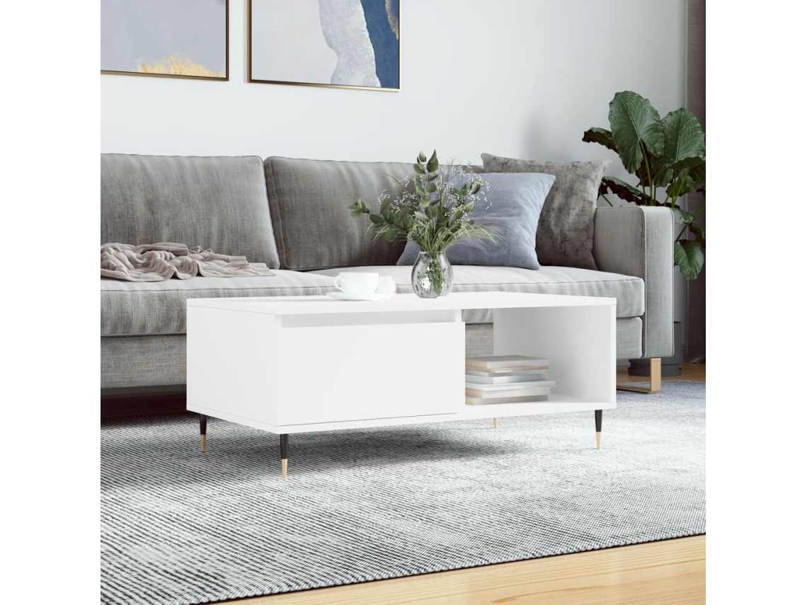 Mesa de Centro 90x50x36,5 Cm Derivados de Madera Blanco