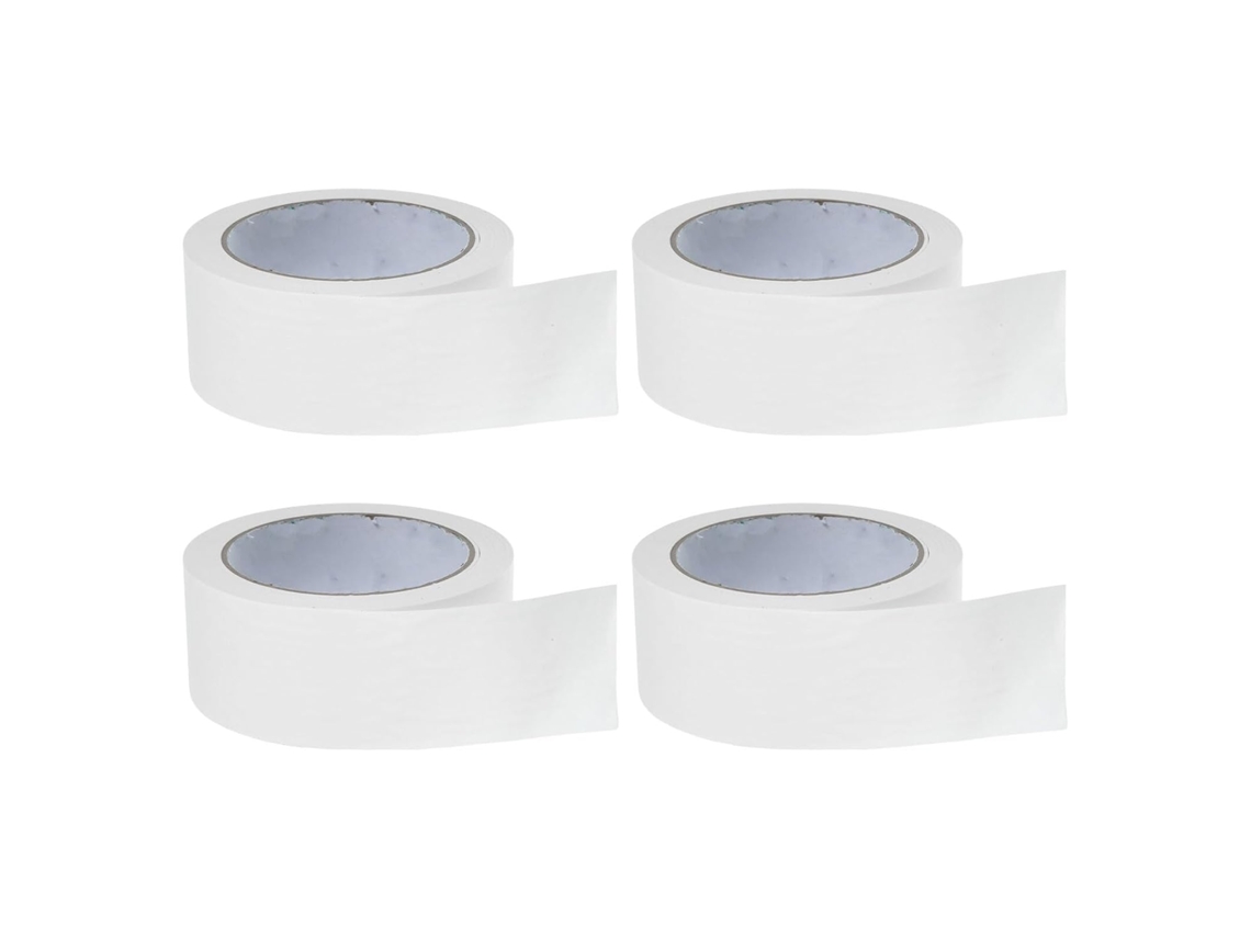 4 Rollos De Cinta Adhesiva De Papel Kraft Blanca Mate, Reciclable Y Duradera.