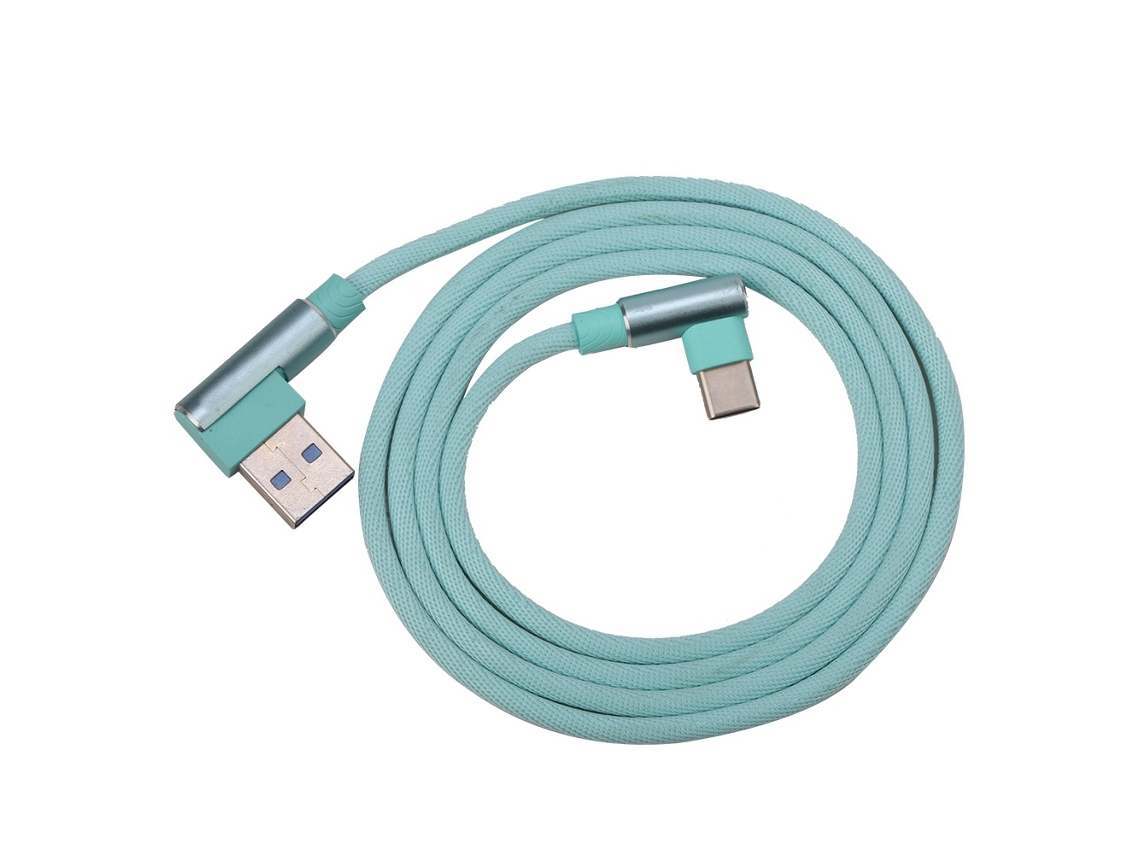 Cable De Datos De Carga Para Teléfonos Móviles Type-c Con Codo De 90 Grados, Carga Rápida 2.4a, Azul Lago