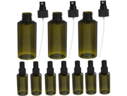 Conjunto De 10 Frascos De Spray Verdes Recarregáveis Para Viagem.