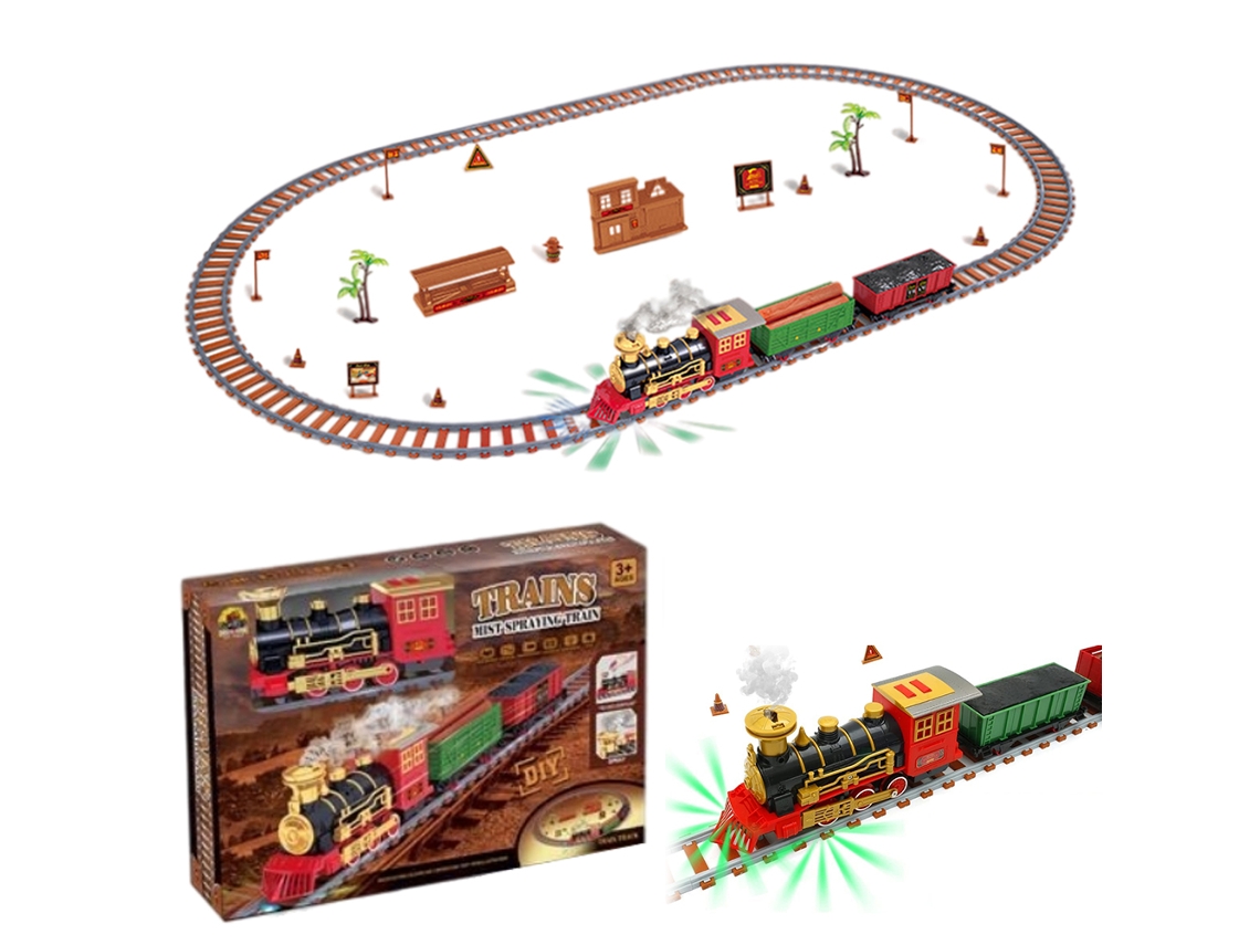 Tren navideño clásico con luces y sonido, 134 piezas