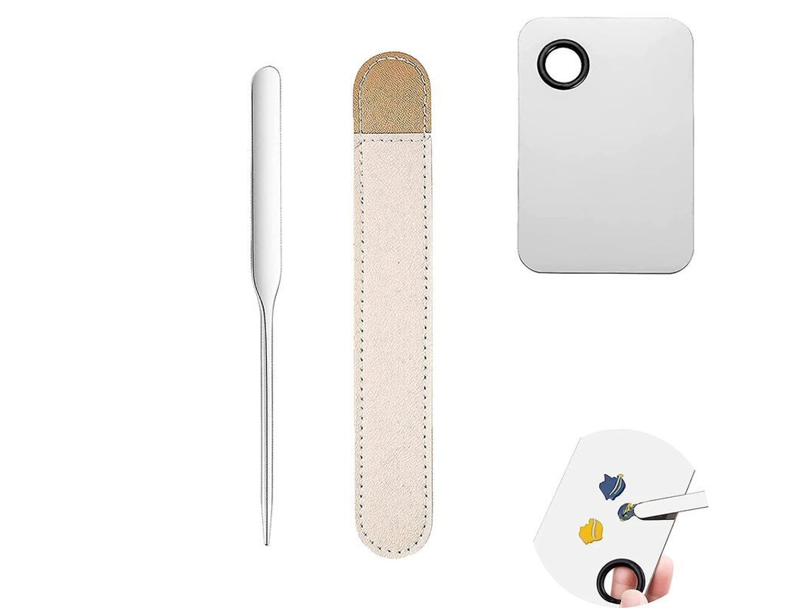 Espátula De Maquillaje Coreana Picasso, Paleta Para Mezclar Con Funda De Cuero, Acero Inoxidable.