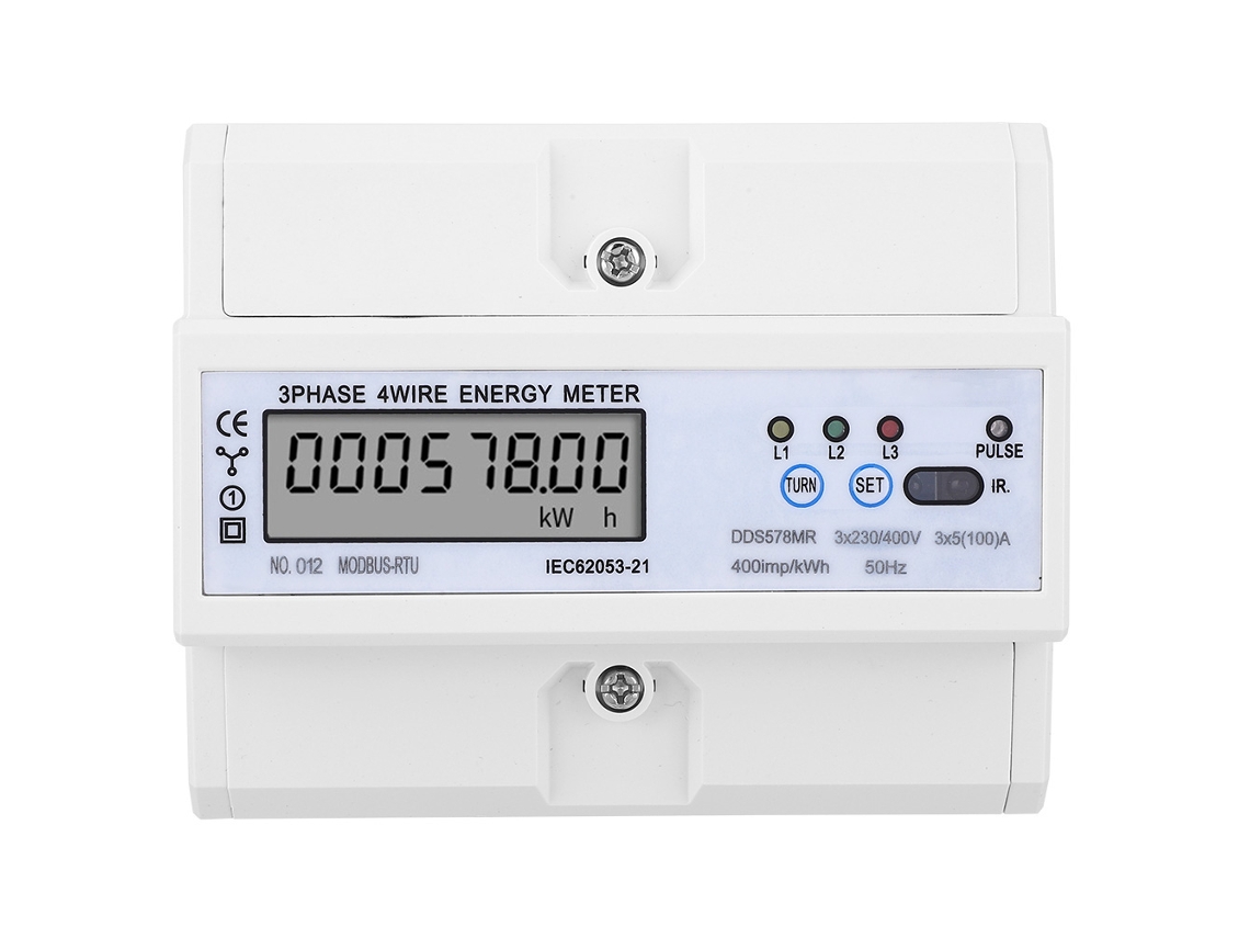 Medidor De Energía Lcd Trifásico De 4 Hilos Con Pantalla Rs485 Que Muestra Voltaje, Corriente Y Potencia.