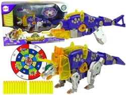 Dinobots 2 en 1 Dinosaurio Escopeta Triceratops Escudo Morado B.active