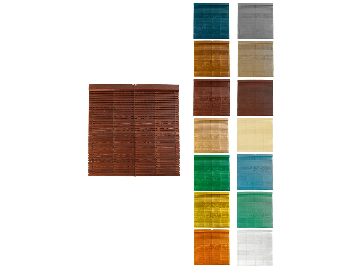 Persiana De Madera Alicantina Con Polea Metálica - Estor Enrollable Para Ventanas, Puertas, Salón Nogal (barnizada) 105 X 100 Cm