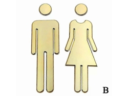 Letrero 3d Para Baño, Letrero Para Inodoro Para Hombres Y Mujeres, Adhesivo Acrílico Diy 20x6.5cm 2pcs Oro